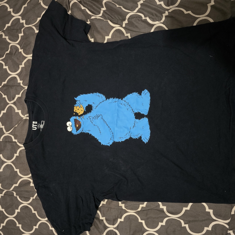 Black T-Shirt with Blue Cookie Monster Graphic